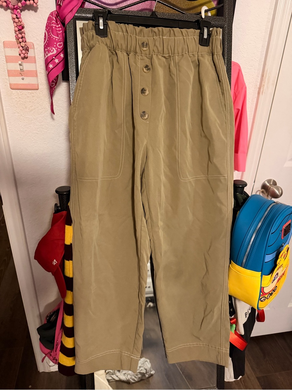 Women’s Zara high-Rise pull on Utility Pants - Olive size Large great condition